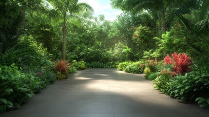 Obraz premium Lush Tropical Garden Path.