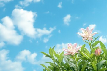 Pink Flowers Against a Blue Sky