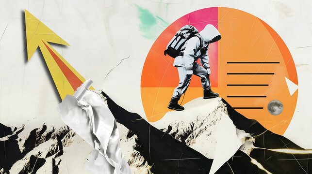 A vintage mountain landscape serves as the backdrop for a motivational quote poster