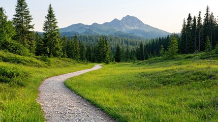 Mountain path through a lush valley.  Possible use stock photo