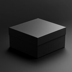 Fototapeta premium Black square box on dark background; packaging mockup (2)