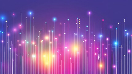Abstract digital city lights radiating, vibrant colors, futuristic background