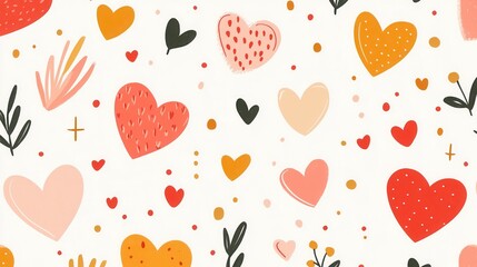 Colorful Heart Pattern on White Background