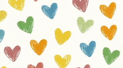 Colorful Hearts Pattern Background