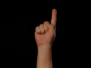 A hand with a finger pointing up