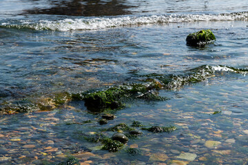 wave on the pebble beach