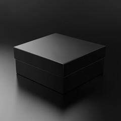 Naklejka premium Black square box on dark background; product packaging mockup (1)