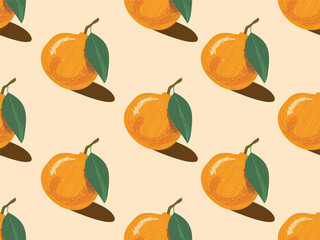 Orange seamless pattern. fruit wrapping paper, fabric pattern, background wallpaper vector illustration with hand drawn vector illustration