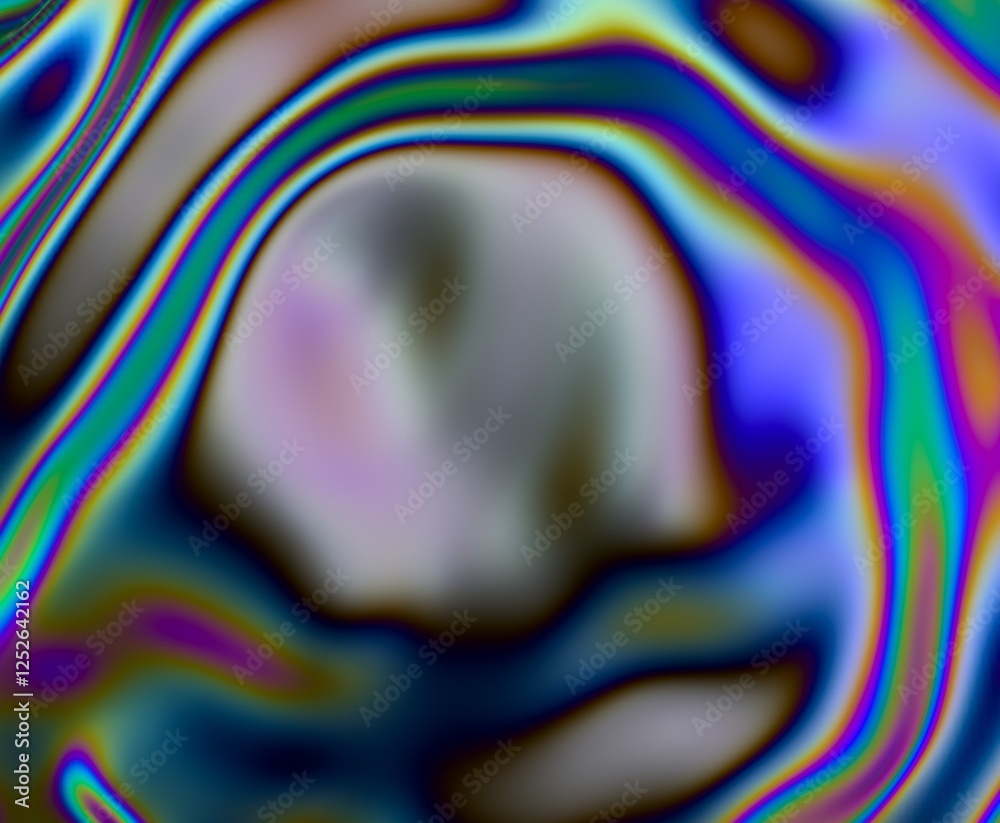 Aufkleber 3d illustration featuring fluid, organic shapes with iridescent colors. light refractions create a m