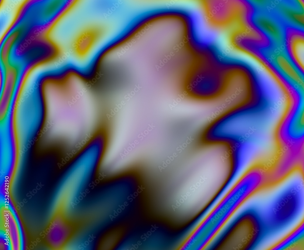 Aufkleber 3d illustration featuring fluid, organic shapes with iridescent colors. light refractions create a m