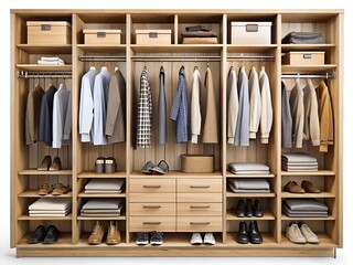 wardrobe with clothes and accessories