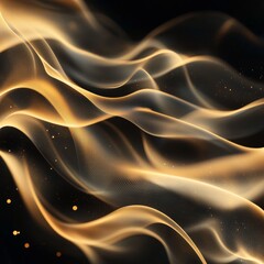 Golden smoke waves abstract dark background design