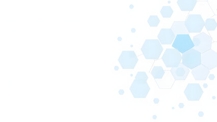 Futuristic blue hexagon pattern with light and bubbles