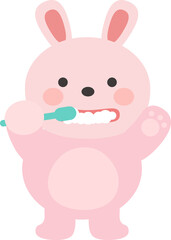 Adorable Bunny Brushing Teeth.