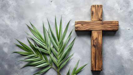 Eucalyptus botanical greenery and cross. Christening. Holy Spirit. Christian cross and green leaves for church, calendars, holiday cards, invitations, baptism. Easter catholic religious symbol