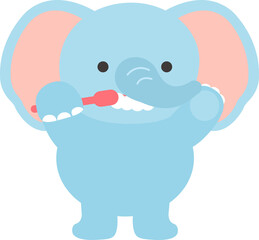 Adorable Elephant Brushing Teeth.