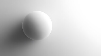 A single white sphere rests on a white background