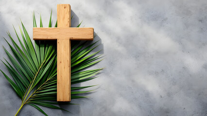 Eucalyptus botanical greenery and cross. Christening. Holy Spirit. Christian cross and green leaves for church, calendars, holiday cards, invitations, baptism. Easter catholic religious symbol