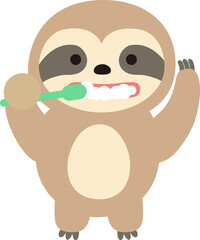 Obraz premium Adorable Sloth Brushing Teeth.