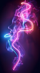 Fototapeta premium abstract neon smoking line background