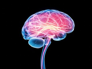 Human Brain Anatomy, Neurological System, Neural Pathways, 3D Rendering.