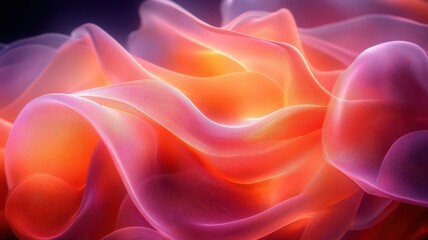 Fototapeta premium Flowing Abstract Waves in Shades of Orange and Pink Hues