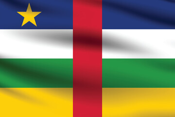 Central African Republic flag official colors and proportion digital vector illustration. Pleated flag.