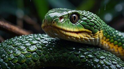 Fototapeta premium close up of a green snake
