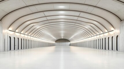 Fototapeta premium Empty Modern White Concrete Hallway With Archways
