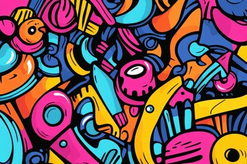 Colorful Abstract Pattern with Vibrant Shapes and Design Elements