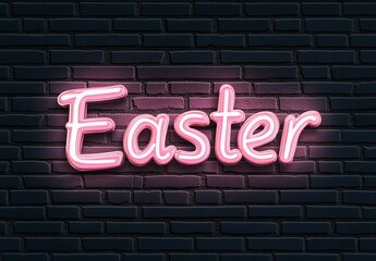 Obraz premium Celebrating easter festivities urban setting neon signage nighttime vibe creative concept