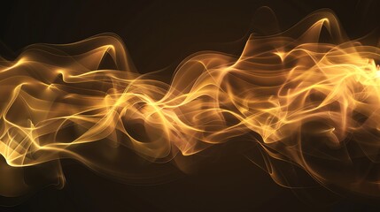 Abstract background of flowing, luminous, golden smoke-like shapes.