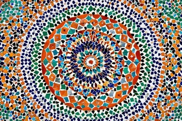 Colorful Mosaic Pattern with Intricate Design in Circular Shape