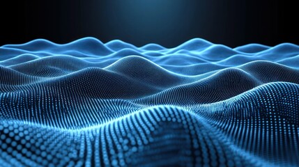 Abstract Digital Landscape: Blue Wave Particle Field