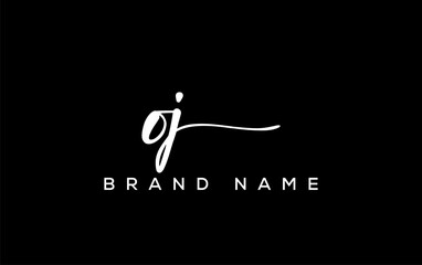 OJ letter beauty handwriting vector logo.