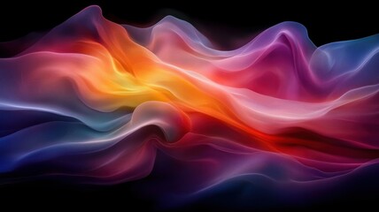Fototapeta premium Colorful Abstract Waves Flowing Through a Dark Background