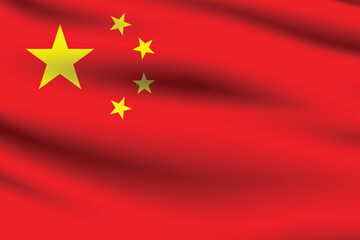 Flag of the People's Republic of China. China flag. The official ratio. The wavy flag. Standard size. Standard color. Flag icon. Digital illustration. Vector illustration.