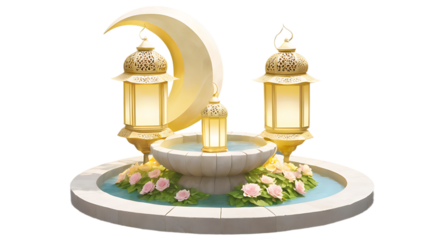 Arabic ramadan lantern isolated on transparent background