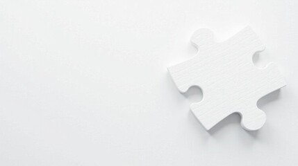 Obraz premium A single white jigsaw puzzle piece on a white background, signifying a missing element or the final solution