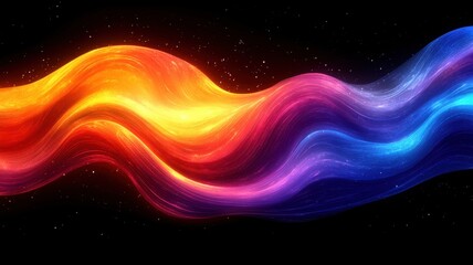 Obraz premium Vibrant Abstract Waves in Vivid Colors Against Black Background