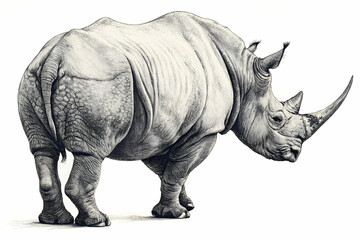 Fototapeta premium Detailed Black And White Illustration Of A Large Animal Portrait Side View