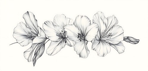 Nature Inspired Floral Drawing Beautiful Botanical Sketch Stunning Flower Artwork