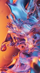 Liquid stiff shapes collide in an abstract art design with molten forms floating on a detailed 3D illustrated background Ideal for creating posters and musical covers with dynamic energy