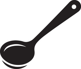 Elegant Ladle Icon Vector Silhouette: Simple Kitchen Tool Illustration
