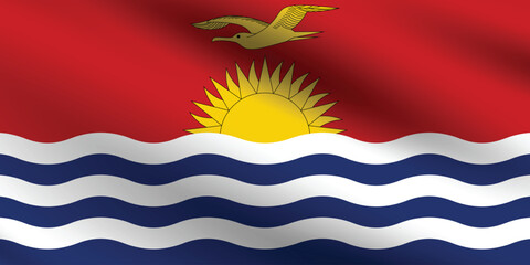 Kiribati flag official colors and proportion digital vector illustration. Pleated flag.