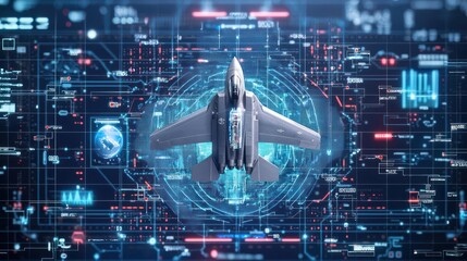 Futuristic Military Jet Technology Graphic