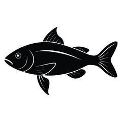 a silhouette fish in white background