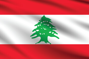 Flag of Lebanon. Lebanon flag official colors and proportion digital vector illustration. Pleated flag.