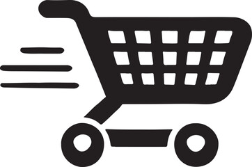Shopping Cart in Motion – Fast Checkout Icon Vector Silhouette