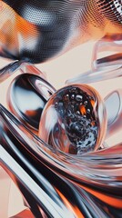 Molten objects stiff geometric forms swirl in a fluid abstract art design set against a 3D illustrated background Ideal for posters musical covers and prints that push artistic boundaries